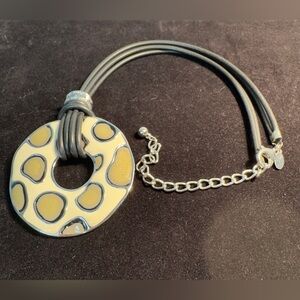 Chico's Cheetah Enamel Pendant Necklace.